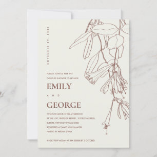 CARTE DE REMERCIEMENTS LIGNE DE CRÈME BLANCHE DESSIN FLORE COUPLE DOUCHE 