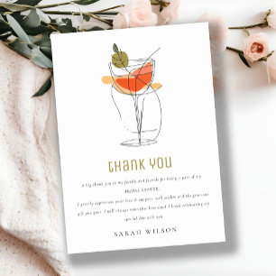 Carte De Remerciements Ligne de vin de cocktail moderne dessin mariage