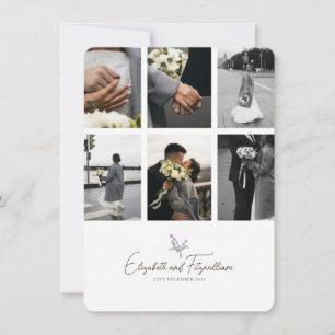 Carte De Remerciements Ligne minimaliste Lavande romantique main dans la 