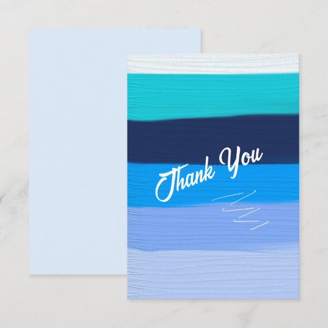 Carte De Remerciements Lignes bleues (Devant / Derrière)