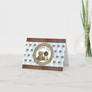 Carte De Remerciements Lil Cowboy et Teddy Bear Remerciements Notes