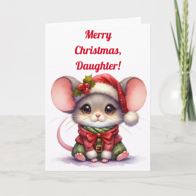 CARTE DE REMERCIEMENTS LIL MOUSE FILLE CHRISTMAS CARD (Devant)