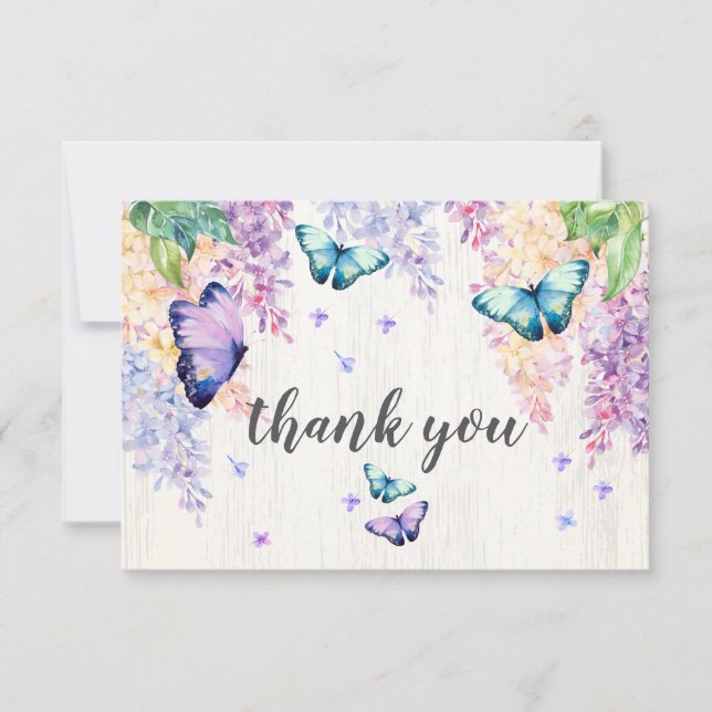 Carte de remerciements Lilac & Butterfly (Devant)