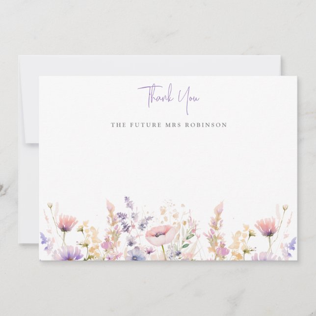 Carte De Remerciements Lilac Fleurs Sauvages Baby Shower  (Devant)
