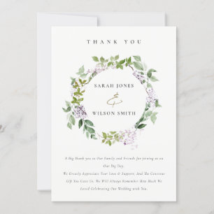 Carte De Remerciements Lilac Floral Wreath Cottage Jardin Mariage