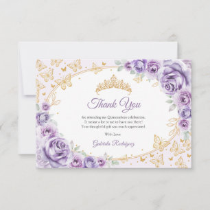 Carte De Remerciements Lilac Violet Or Fleur Quinceanera