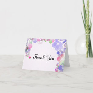 Carte De Remerciements Lilas élégant et pensées multi de couleur avec des