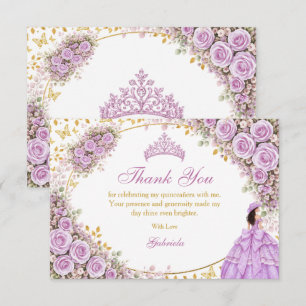 Carte De Remerciements Lilas Roses Violettes Papillon Doré Quinceañera