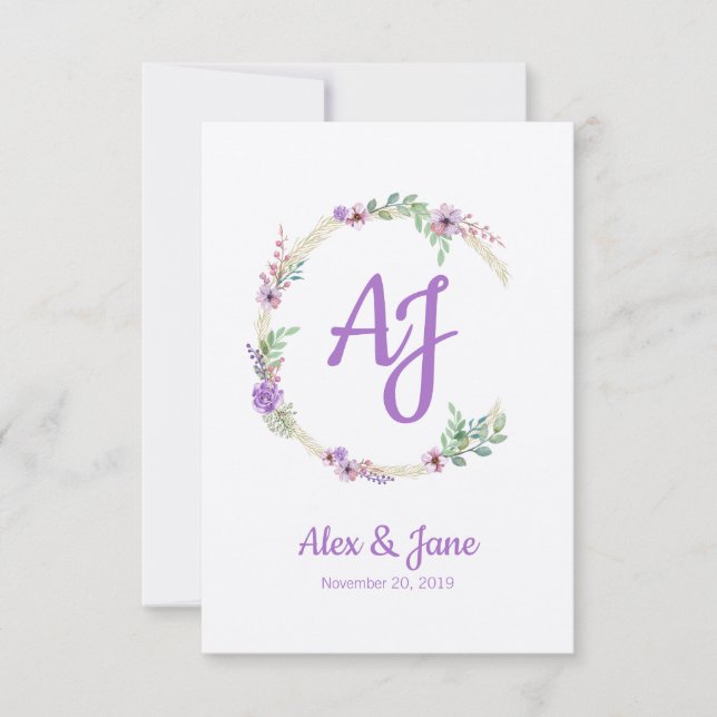 Carte De Remerciements Lillac Floral Design for Wedding or Event (Devant)