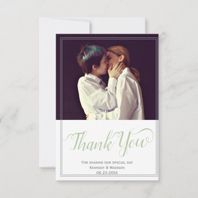 Carte De Remerciements Lime Géométrique Magnifique minimaliste Mariage (Devant)