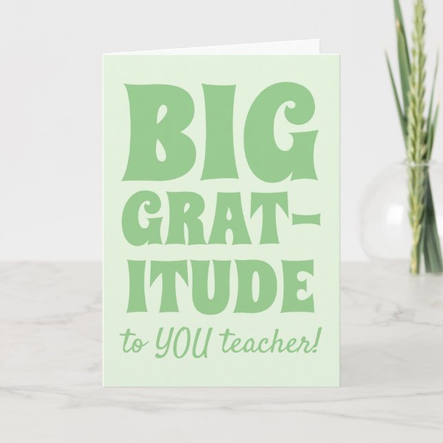 Carte De Remerciements Lime Green Grande Gratitude Meilleur Enseignant Ja (Devant)