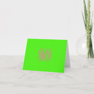 Carte De Remerciements Lime Rose Chaud 3 Init Vigne Monogramme DIY BG