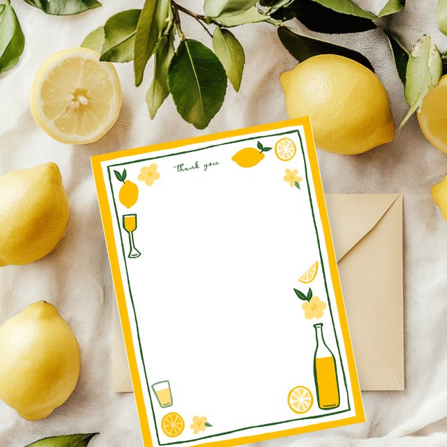 Carte De Remerciements Limoncello Limonade Citrons PERSONNALISÉ Personnal (Limoncello Lemonade Lemons CUSTOM Birthday Personalized Stationery Thank You Note Card
)