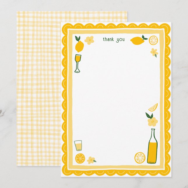 Carte De Remerciements Limoncello Limonade Citrons Réception de Mariage P (Devant / Derrière)