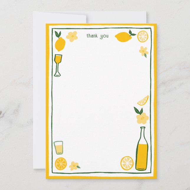 Carte De Remerciements Limoncello Limonade Citrons Réception de Mariage P (Devant)