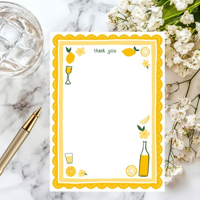 Carte De Remerciements Limoncello Limonade Citrons SUR MESURE Réception d (Limoncello Lemonade Lemons CUSTOM Bridal Shower Thank You Card
)