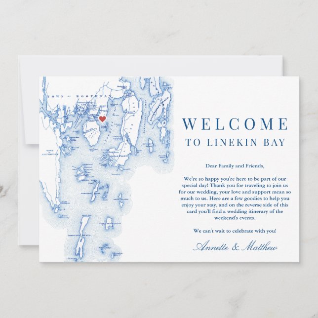Carte De Remerciements Linekin Bay Resort Maine Mariage Bienvenue Itinéra (Devant)
