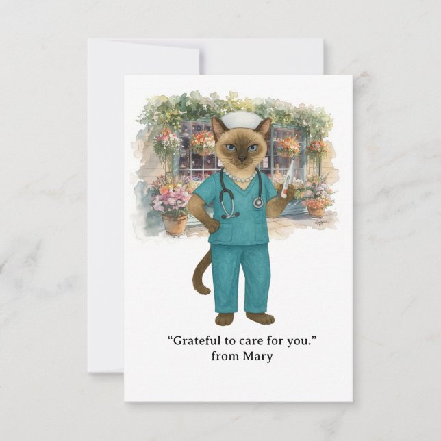 Carte De Remerciements L'infirmière boit du café dans le parc Automne (Devant)