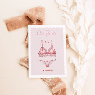 Carte De Remerciements Lingerie Fête des mariées Bachelorette Taille Cart