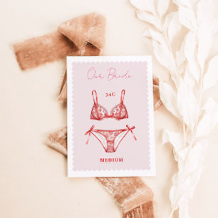 Carte De Remerciements Lingerie Fête des mariées Bachelorette Taille Cart