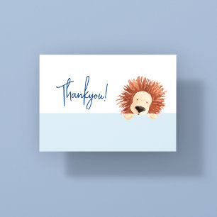 Carte De Remerciements Lion Baby Blue 1er anniversaire