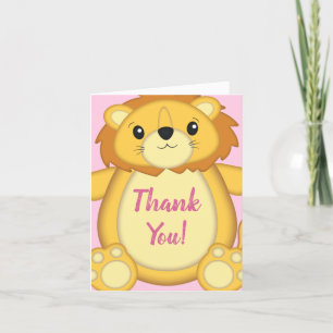 Carte De Remerciements Lion Baby shower rose