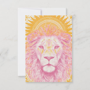 Carte De Remerciements Lion céleste rose et orange