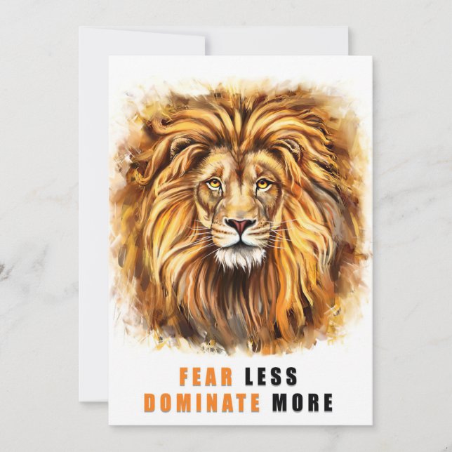 Carte De Remerciements Lion Fear Less Dominate More (Devant)