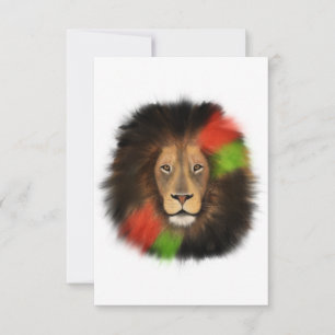 Carte De Remerciements lion fierté noire rouge vert unité jungle chat roi