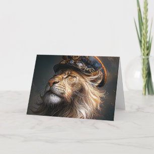 Carte De Remerciements Lion Steampunk