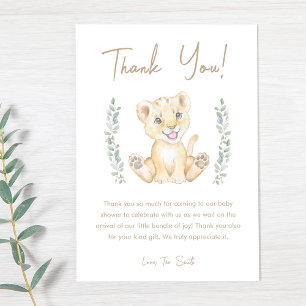 Carte De Remerciements Lion vert Safari Animaux Baby shower