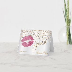 Carte De Remerciements Lipcolor Pretty Pink Lips on White Satin