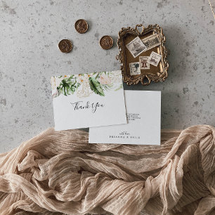 Carte De Remerciements Liquide Tropical Or Floral Flat Mariage