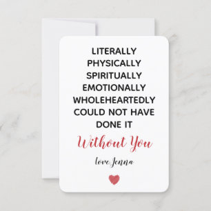 Carte De Remerciements Littéralement n'aurait pas pu le faire sans vous