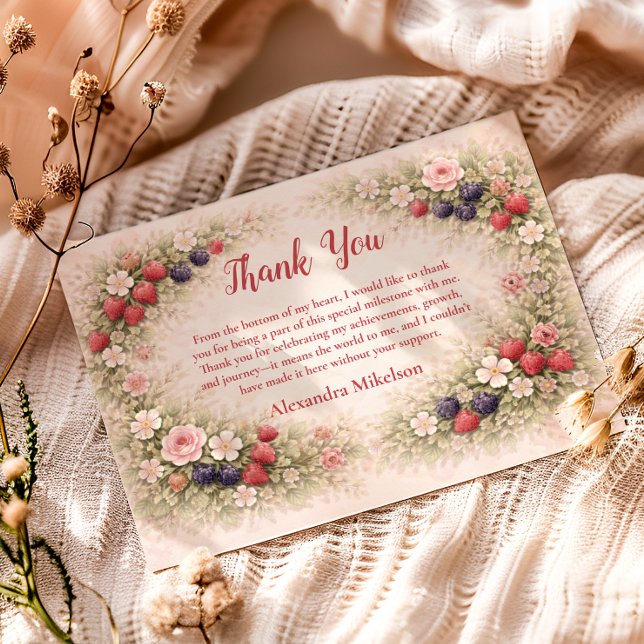 Carte De Remerciements Little Berry Celebration 1st Birthday (Créateur téléchargé)