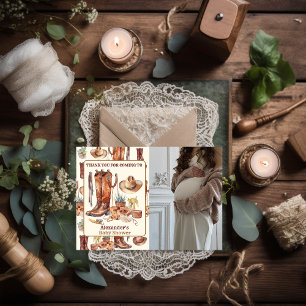 Carte De Remerciements Little Cowboy Baby shower moderne de rodéo occiden