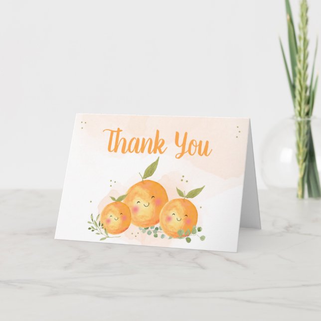 Carte De Remerciements Little Cutie Citrus Orange Baby Shower (Devant)