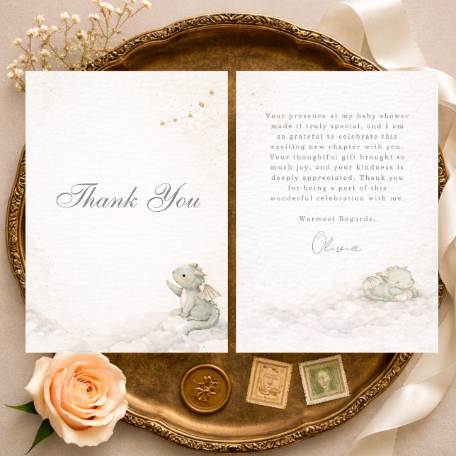 Carte De Remerciements Little Dragon Almost Here Baby Shower (Créateur téléchargé)