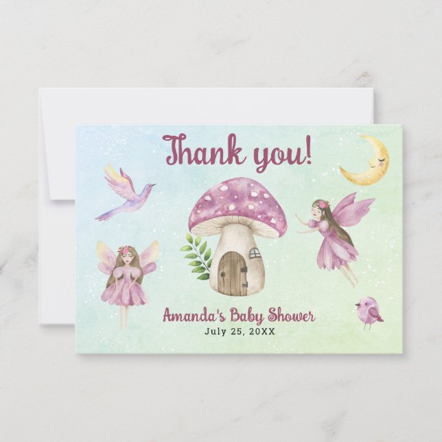 Carte De Remerciements Little Fairy Baby Shower Thank you for coming  (Devant)