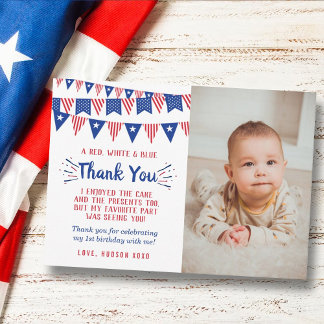 Carte De Remerciements Little Firecracker 4 juillet 1er anniversaire Phot