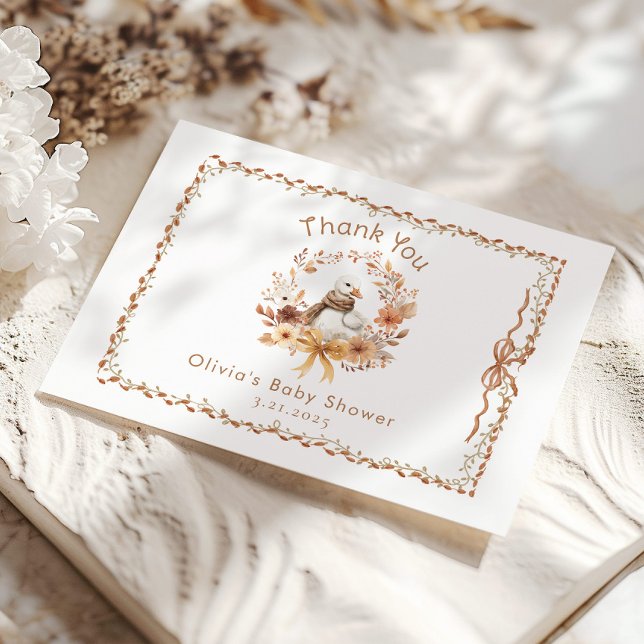 Carte De Remerciements Little Goose Fall Baby shower neutre selon le sexe (Créateur téléchargé)