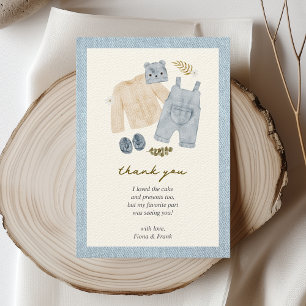 Carte De Remerciements Little Jean Baby shower Denim Boho