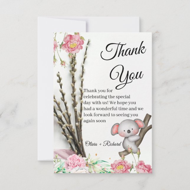 Carte De Remerciements Little Koala Wedding Thank You Card for Guests All (Devant)