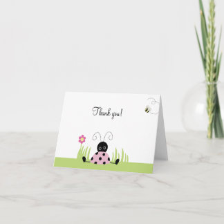 Carte De Remerciements Little Ladybug (rose) Follot Notes de remerciement