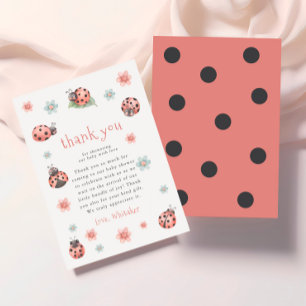 Carte De Remerciements Little Love Bug Floral Girl Baby shower