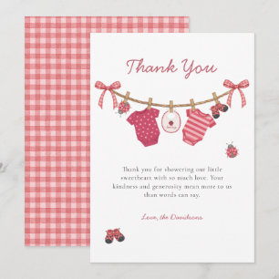 Carte De Remerciements Little Love Bug Vêtements Bébé Shower