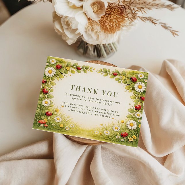 Carte De Remerciements Little Meadow Lady Turns One (Créateur téléchargé)