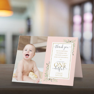 Carte De Remerciements Little Miss ONEderful 1st Birthday Photo Rose Girl
