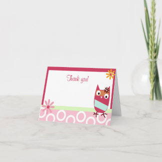 Carte De Remerciements Little Owl Folded Thank