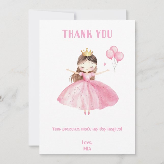 Carte De Remerciements Little Princess 1st Birthday Thank You Card Girl (Devant)